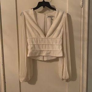 Cropped chiffon long sleeve top